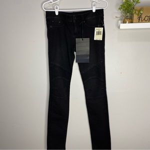 GUESS Skinny Jeans Black Stretch Biker Denim size 28